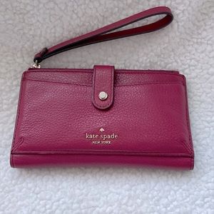 Used Kate Spade Berry Leather Wristlet/Wallet